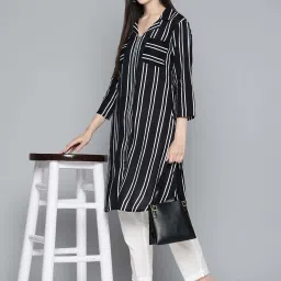Jompers Black A Line Striped Kurta image 4