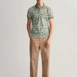 GANT Green Regular Fit Cotton Polo T-Shirt image 4