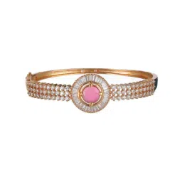 aatmana Jazz & Sizzle Rose Gold-Plated & Magenta AD Studded Handcrafted Bangle-Style Bracelet for Women image 4