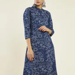 Soch Navy Printed Straight Kurta image 4