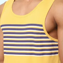 Ajile by Pantaloons Mustard Cotton Slim Fit Striped Lounge T-Shirt image 4