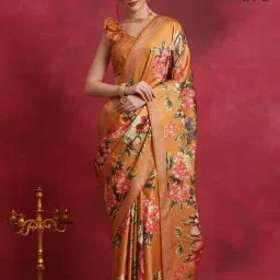 Saree Mall Yellow Printed Sarees With Unstitched Blouse-picture-24