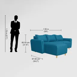Godrej Interio Amaze L Shape Teal Wood 3 Seater Sofa image 4