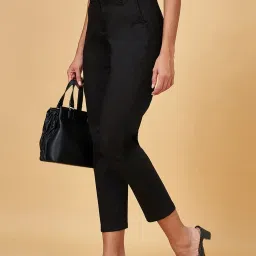 Annabelle by Pantaloons Black Mid Rise Trousers image 4