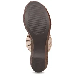 Design Crew Women's Beige Toe Ring Wedges image 4
