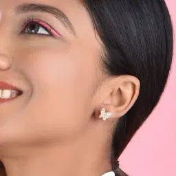 ToniQ Gold-Plated American Diamond Studded Butterfly Stud Earrings for Women-image-42