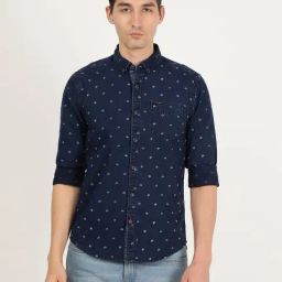 Wrangler Indigo Cotton Slim Fit Printed Shirt-picture-10