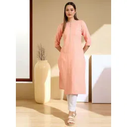 Aurelia Pink Pure Cotton Regular Fit Printed Kurta-picture-14