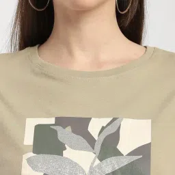 R&B Beige Cotton Graphic Print T-Shirt image 5