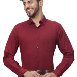 Raymond Red Cotton Linen Slim Fit Shirt-image-38