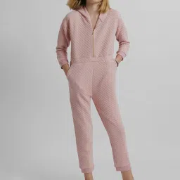 KIDS ONLY Misty Rose Pink Textured Pattern Full Sleeves Jumpsuit image 4