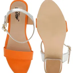 Tiny Bugs Kids Orange & Silver Ankle Strap Sandals image 4