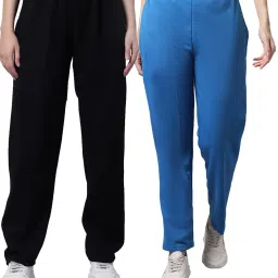 Vimal Jonney Black & Blue Regular Fit Mid Rise Track Pants - Pack of 2 image 1
