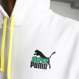 Puma White Cotton Regular Fit Printed Hooded Sweatshirt image 4