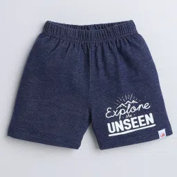 Bumzee Kids Yellow & Navy Printed T-Shirt with Shorts image 4