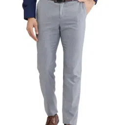 Raymond Grey Slim Fit Self Pattern Trousers-picture-10