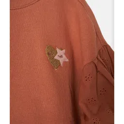 Angel & Rocket Kids Peach Solid Full Sleeves Dress image 4