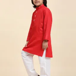 Pro-Ethic Style Developer Kids Maroon Printed Full Sleeves Kurta with Pyjamas image 4