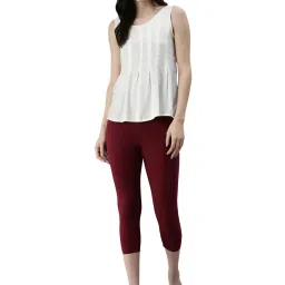 Kryptic Beige & Maroon Regular Fit Leggings (Pack Of 2) image 3