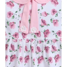 Bumzee Kids White & Pink Floral Print Frock image 4