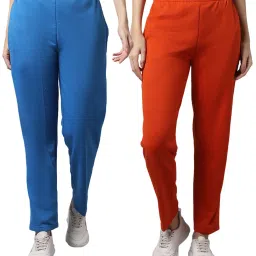 Vimal Jonney Blue & Orange Regular Fit Mid Rise Track Pants - Pack of 2 image 1