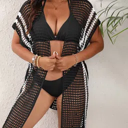 JC Mode Self Design Swimwear Cover Up Top-image-20
