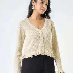 Akkriti By Pantaloons Off White Regular Fit Cardigan image 3