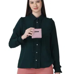 Carlton London Pink Textured Small Tri-Fold Wallet for Women-image-0