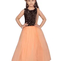 Aarika Kids Black & Peach Embellished Lehenga, Choli with Dupatta image 1