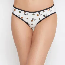 Clovia White Printed Bikini Panty image 1
