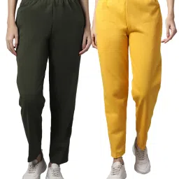 Vimal Jonney Green & Yellow Regular Fit Mid Rise Track Pants - Pack of 2 image 1