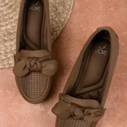 Jove Women's Khaki Casual Loafers-image-99
