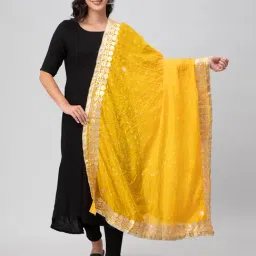 Aditi Wasan Yellow Printed Bandhani Dupatta-image-87