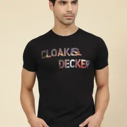 Cloak & Decker by Monte Carlo Black Regular Fit Printed Crew T-Shirt-picture-19