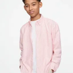 GAP Boys Pink Cotton Striped Shirt-image-93