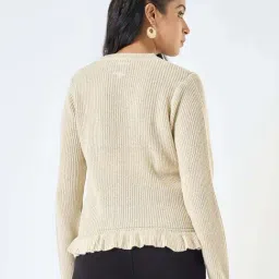 Akkriti By Pantaloons Off White Regular Fit Cardigan image 2