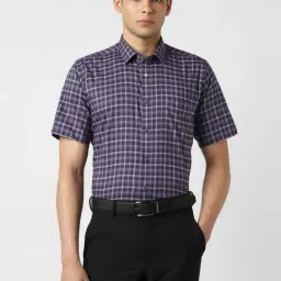 Van Heusen Purple Regular Fit Checks Shirt-image-47