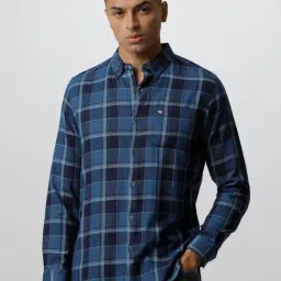 The Bear House Blue Cotton Slim Fit Checks Shirt-picture-35