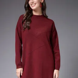 Mafadeny Maroon Self Design Pullover-picture-16