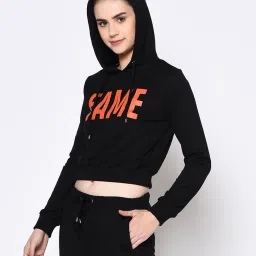 Rigo Black Graphic Print Crop Sweatshirt image 3