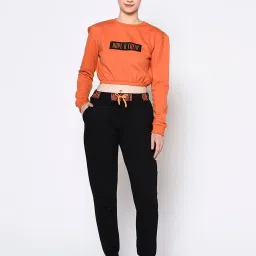 Rigo Orange Graphic Print Crop Sweatshirt image 5