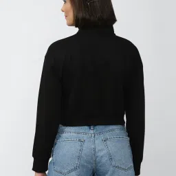 Forever 21 Black Printed Crop Sweatshirt image 2