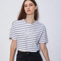 Cover Story Black & White Striped Crop T-Shirt-picture-27