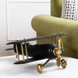 De Maison Decor Gold Wood Antique Handcrafted Decor Airplane-image-1