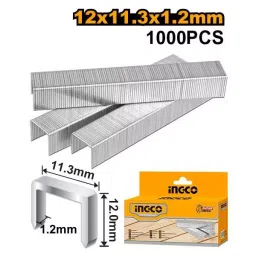 Ingco Staples Size 12 mm x Width 1.2 mm for HSG1404, HSG1405 and HSG1406 Staple Gun, STS0212 (Pack of 1000) image 2