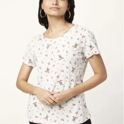Honey by Pantaloons White Cotton Printed T-Shirt-image-85