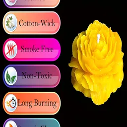 atorakushon Yellow 2 Pieces Peony Flower Vanilla Scented Candle image 2