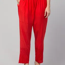 FAMBEE Women Embroidered Flared Knitted Palazzos-image-72