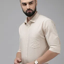 Park Avenue Slim Fit Pure Cotton Self-Checked Formal Shirt image 4