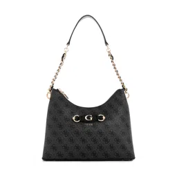 guess fashion Guess Coal Grey Printed Izzy Top Zip Shoulder Bag-picture-11